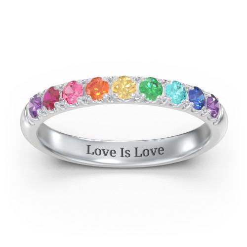 Rainbow Stackable Ring - 2.5mm – Sterling Silver with Topaz - Rainbow