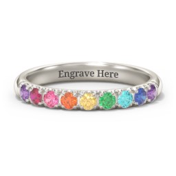 Rainbow Stackable Ring - 2.5mm in 10K Solid White Gold with Topaz - Rainbow