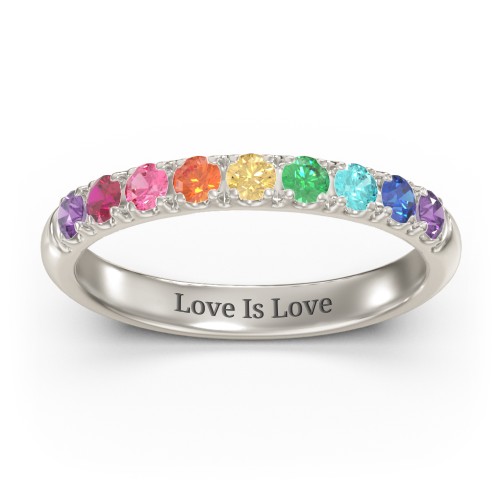 Rainbow Stackable Ring - 2.5mm – 10K White Gold with Topaz - Rainbow