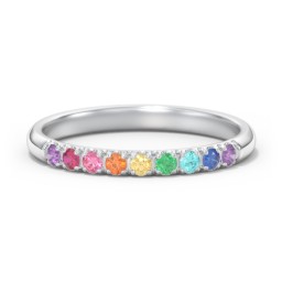 Rainbow Stackable Ring - 2mm in 925 Sterling Silver with Topaz - Rainbow