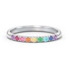 Rainbow Stackable Ring - 2mm – 10K White Gold with Topaz - Rainbow