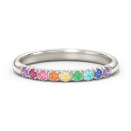 Rainbow Stackable Ring - 2mm in 10K Solid White Gold