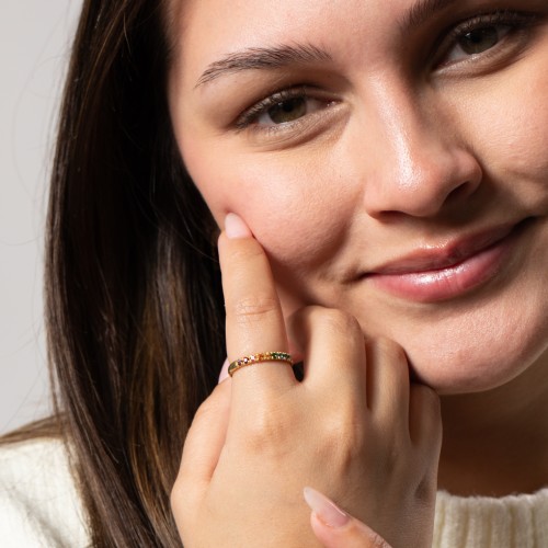 Rainbow Stackable Ring - 2mm – 10K White Gold with Topaz - Rainbow