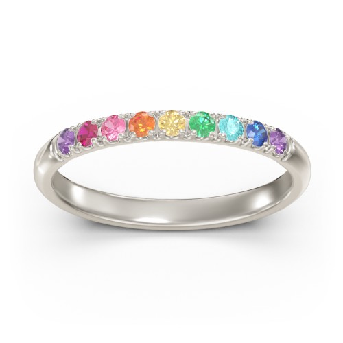 Rainbow Stackable Ring - 2mm – 10K White Gold with Topaz - Rainbow