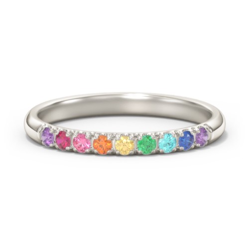 Rainbow Stackable Ring - 2mm – 10K White Gold with Topaz - Rainbow