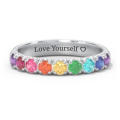 Rainbow Stackable Ring - 3mm – Sterling Silver with Topaz - Rainbow