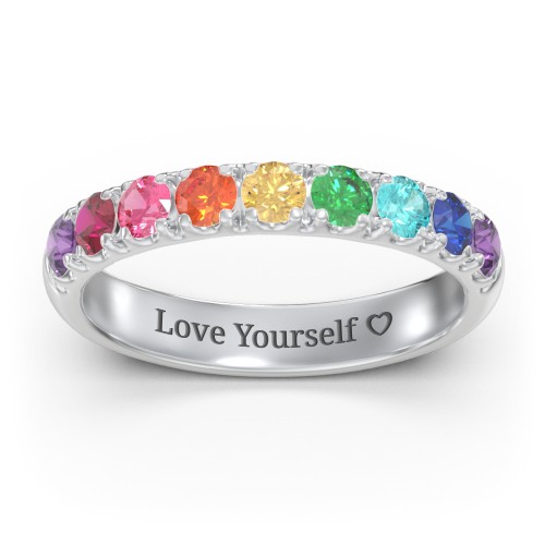 Rainbow Stackable Ring - 3mm – Sterling Silver with Topaz - Rainbow