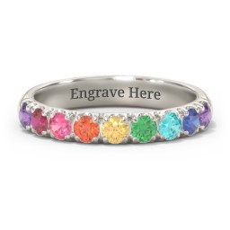 Rainbow Stackable Ring - 3mm in 10K Solid White Gold with Topaz - Rainbow
