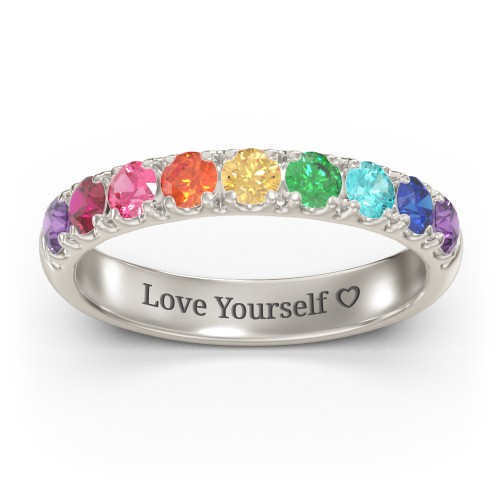 Rainbow Stackable Ring - 3mm – 10K White Gold with Topaz - Rainbow