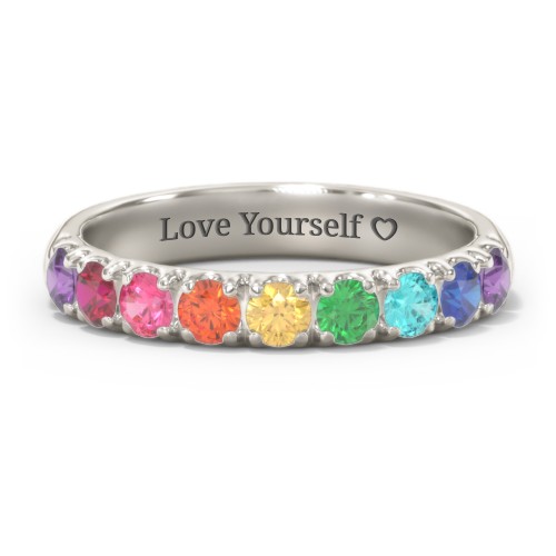 Rainbow Stackable Ring - 3mm – 10K White Gold with Topaz - Rainbow