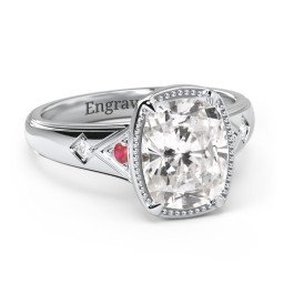 Elongated Cushion "Golden Era" Ring with Birthstones