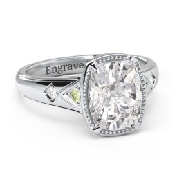 Elongated Cushion "Golden Era" Ring with Birthstones