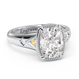 Elongated Cushion "Golden Era" Ring with Birthstones