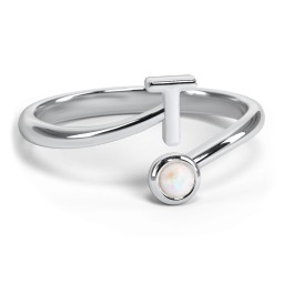 Initial & Birthstone Bypass Ring