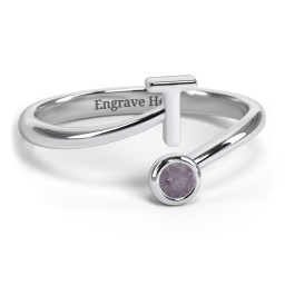 Initial & Birthstone Bypass Ring