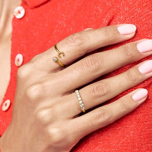 Initial & Birthstone Bypass Ring