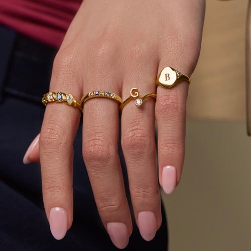 Initial & Birthstone Bypass Ring