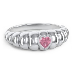 Croissant Dome Ring with Heart Gemstone
