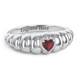 Croissant Dome Ring with Heart Gemstone
