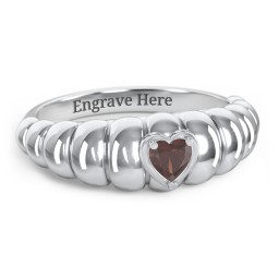 Croissant Dome Ring with Heart Gemstone