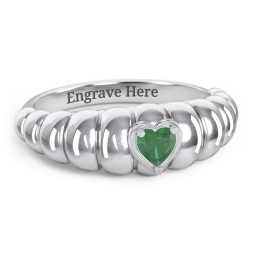 Croissant Dome Ring with Heart Gemstone