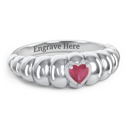 Croissant Dome Ring with Heart Gemstone