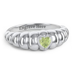 Croissant Dome Ring with Heart Gemstone