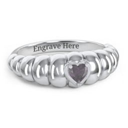 Croissant Dome Ring with Heart Gemstone