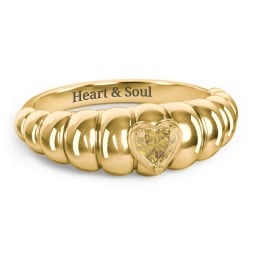 Croissant Dome Ring with Heart Gemstone
