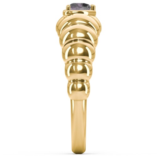 Croissant Dome Ring with Heart Gemstone – 18K Gold Plated Silver with Alexandrite