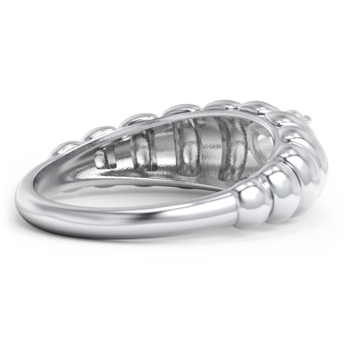 Croissant Dome Ring with Heart Gemstone – Sterling Silver with Citrine