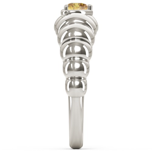 Croissant Dome Ring with Heart Gemstone – 10K White Gold with Citrine