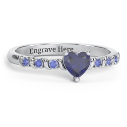 Solitaire Heart Gemstone Ring with Side Accent Stones