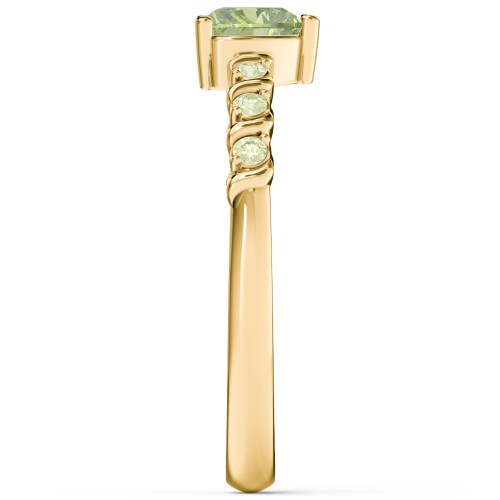 Solitaire Heart Gemstone Ring with Side Accent Stones – 18K Gold Plated Silver with Peridot