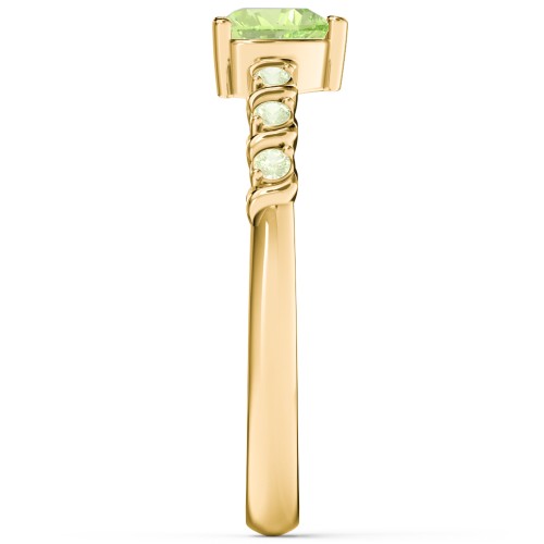 Solitaire Heart Gemstone Ring with Side Accent Stones – 18K Gold Plated Silver with Peridot