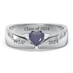 Solitaire Heart Gemstone Ring with Tapered Wide Band