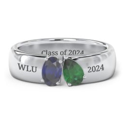 Toi et Moi Oval and Pear Gemstone Ring with Wide Band