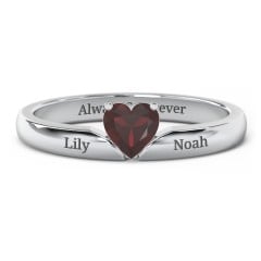 Solitaire Heart Gemstone Ring with Engravable Band