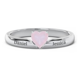 Solitaire Heart Gemstone Ring with Engravable Band