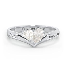 Toi et Moi Heart and Pear Gemstone Ring with V-Shape Band