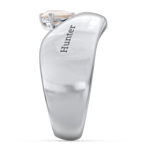 Toi et Moi Pear Gemstone Ring with Wide Curved Band