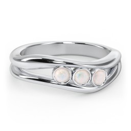 Curved 2-4 Bezel-Set Round Birthstone Ring