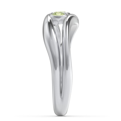 Curved 2 Bezel-Set Round Birthstone Ring