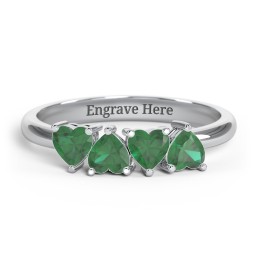 4 Heart Birthstone Ring