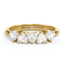 5 Heart Birthstone Ring in 18K Gold Plated Silver with Cubic Zirconia