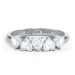 5 Heart Birthstone Ring