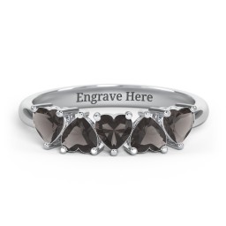 5 Heart Birthstone Ring
