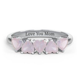 5 Heart Birthstone Ring