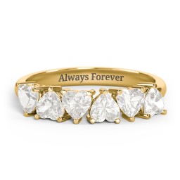 6 Heart Birthstone Ring in 18K Gold Plated Silver with Cubic Zirconia