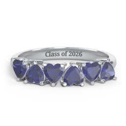 6 Heart Birthstone Ring